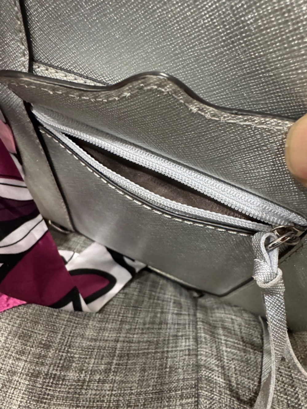 Rebecca Minkoff Bag Mini Tote M.A.B. Silver Saffiano Leather Crossbody - Picture 11 of 17